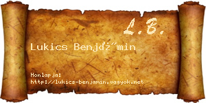 Lukics Benjámin névjegykártya